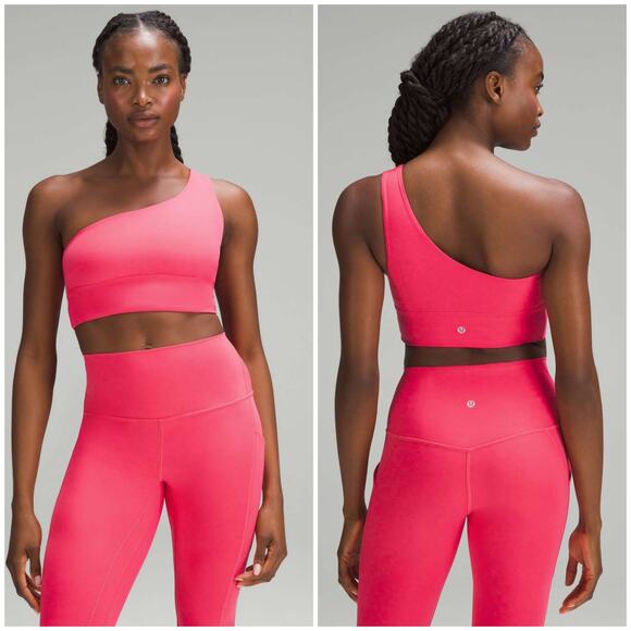 Lululemon Align Asymmetrical Bra Light Support Size 14 C/D Cup Lip Gloss Pink - Picture 1 of 5